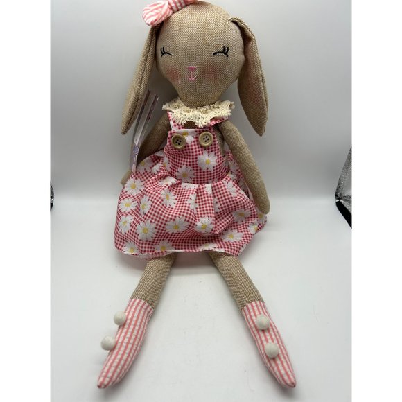 New Jolie Fleur Bunny Rabbit Stuffed Animal Shelf Sitter Spring Collection Daisi - Picture 1 of 5